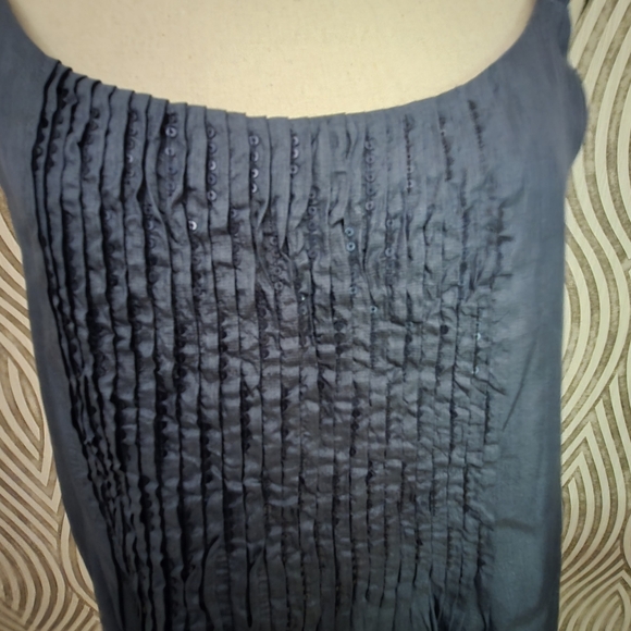 Eileen fisher 100% silk navy blue tunic top or dress sequins - Picture 3 of 8